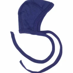 Baby Häubchen Wolle Seide marine 50/56