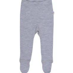 Baby-Leggings Merinowolle mit Fuß hellgrau 56/62
