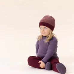 Beanie Merinowolle cassis-softpink Gr. 2