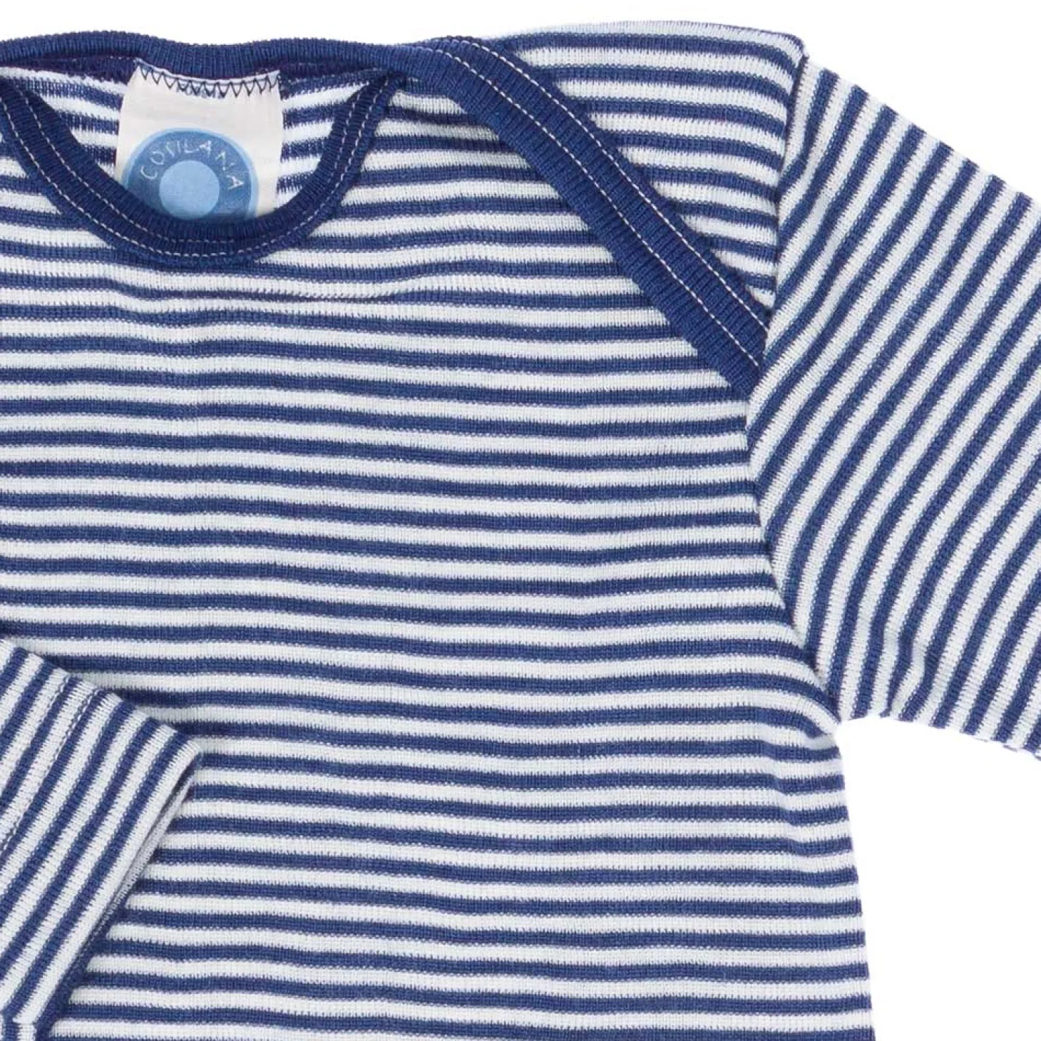 Body langarm Wolle Seide blau natur 50/56