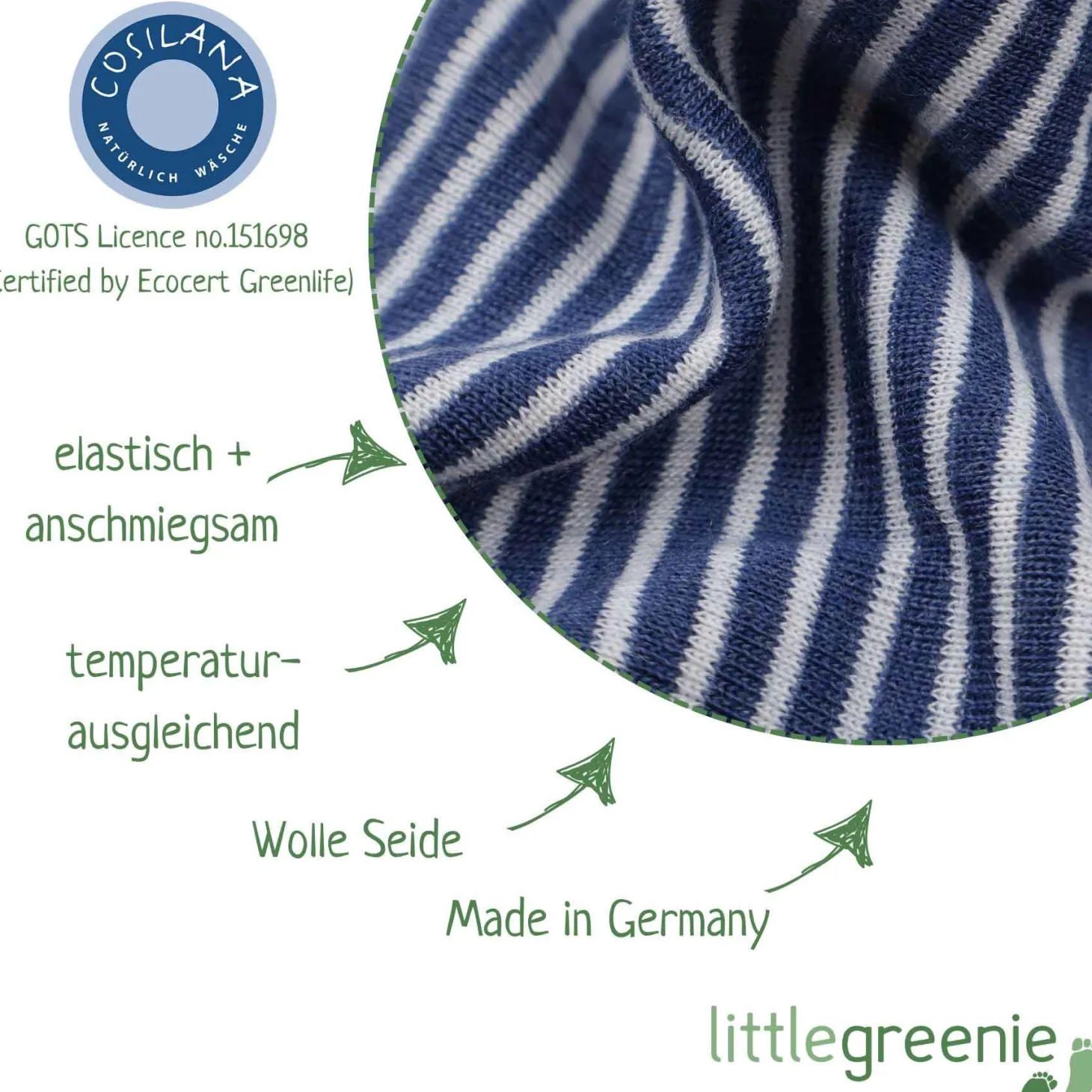 Bundhose Wolle Seide blau natur 50/56