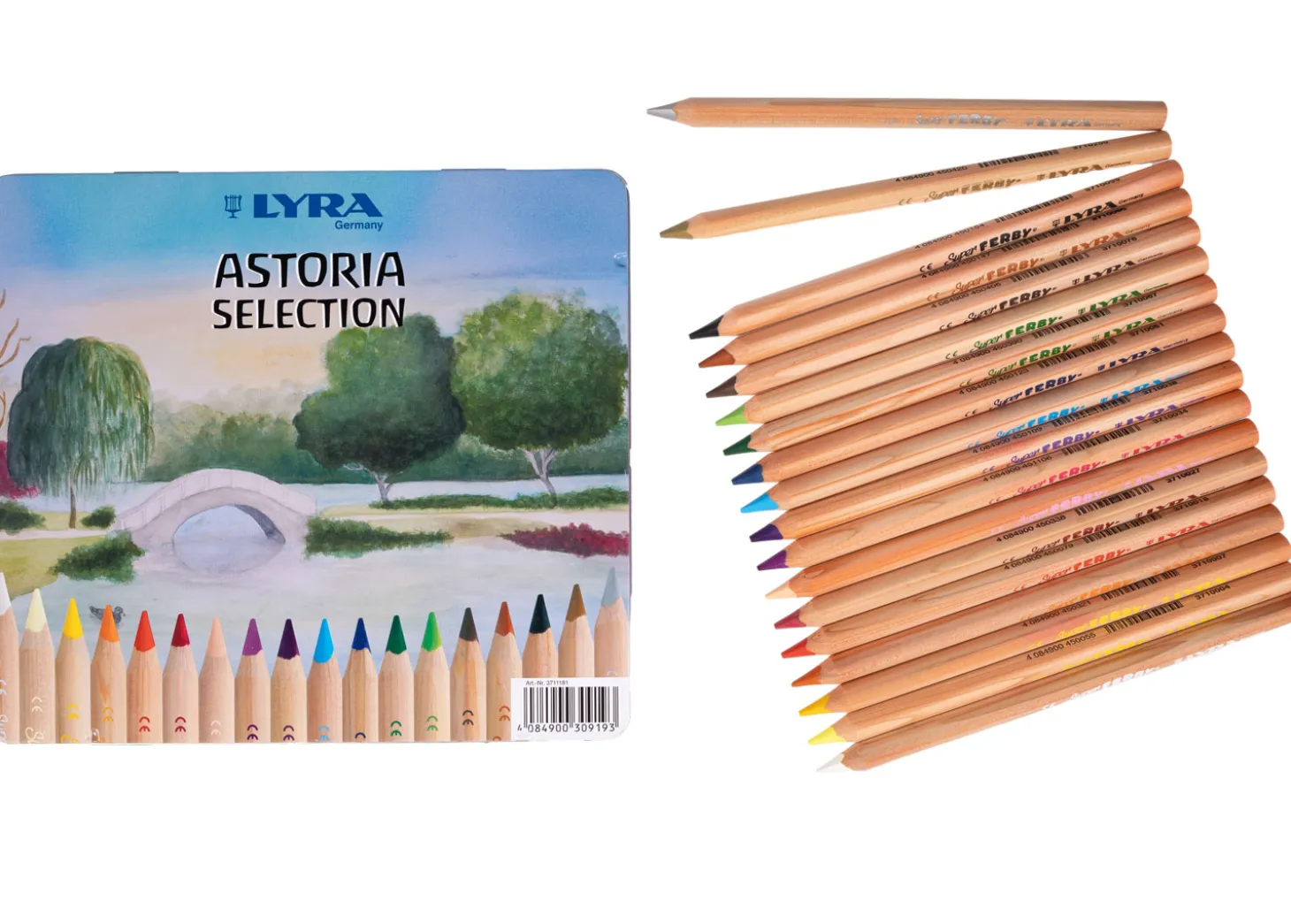 18 Buntstifte Astoria natur Super Ferby® im Metalletui