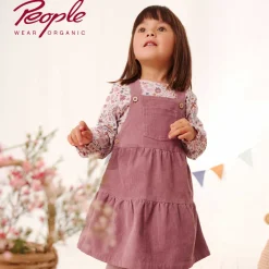 Cord-Kleid mit Trägern dunkelmalve 104