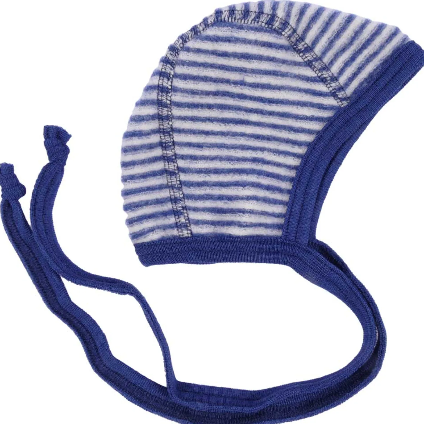 Erstlingsmütze Wollfrottee Ringel marine 50