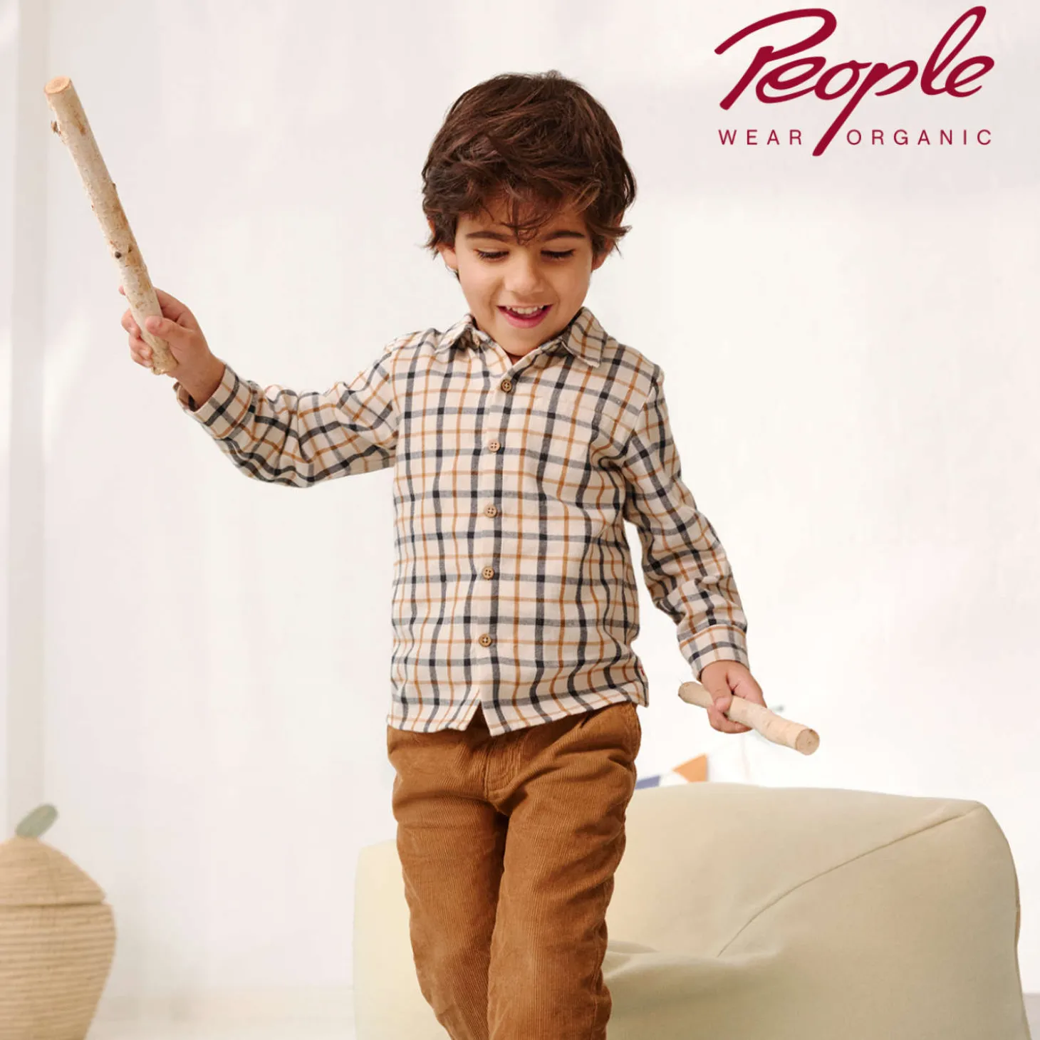 Flanell-Hemd kariert hellbeige 110/116