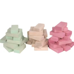 Fröbelbausteine natur, grün, rosa