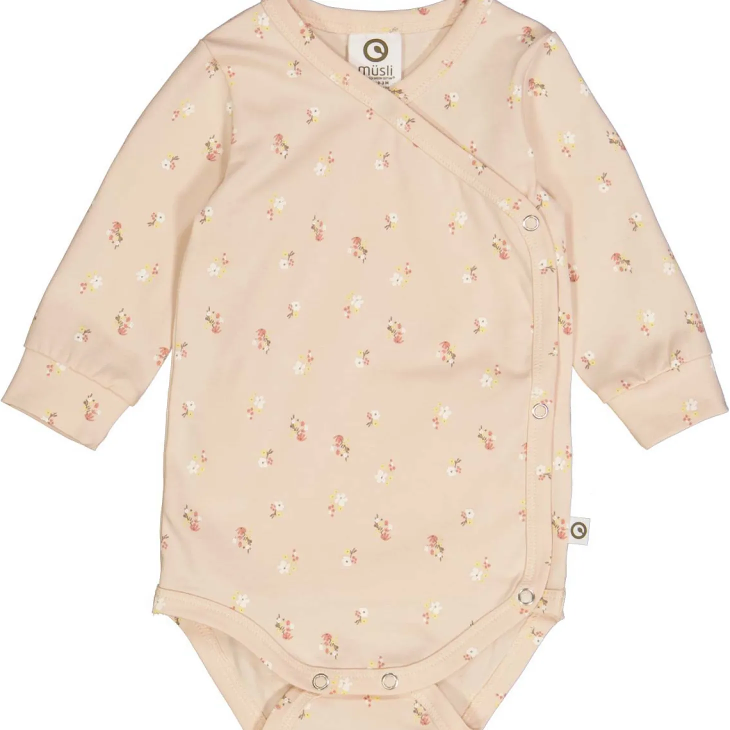 Frühchen Wickelbody "Blümchen" puderrosa 56