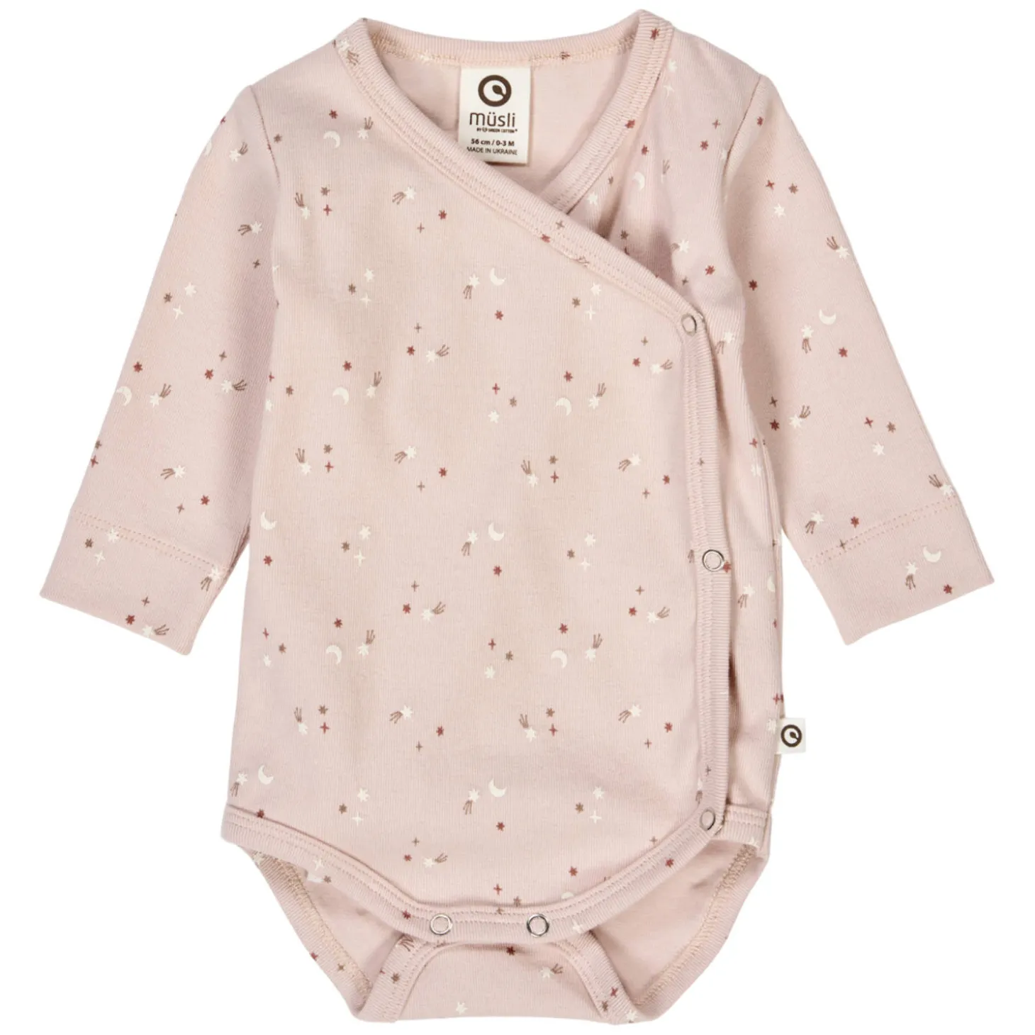 Frühchen-Wickelbody "Sterne" dusty rose 56