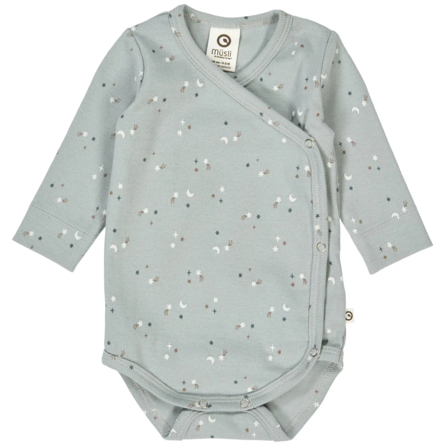 Frühchen-Wickelbody "Sterne" stormy blue 50