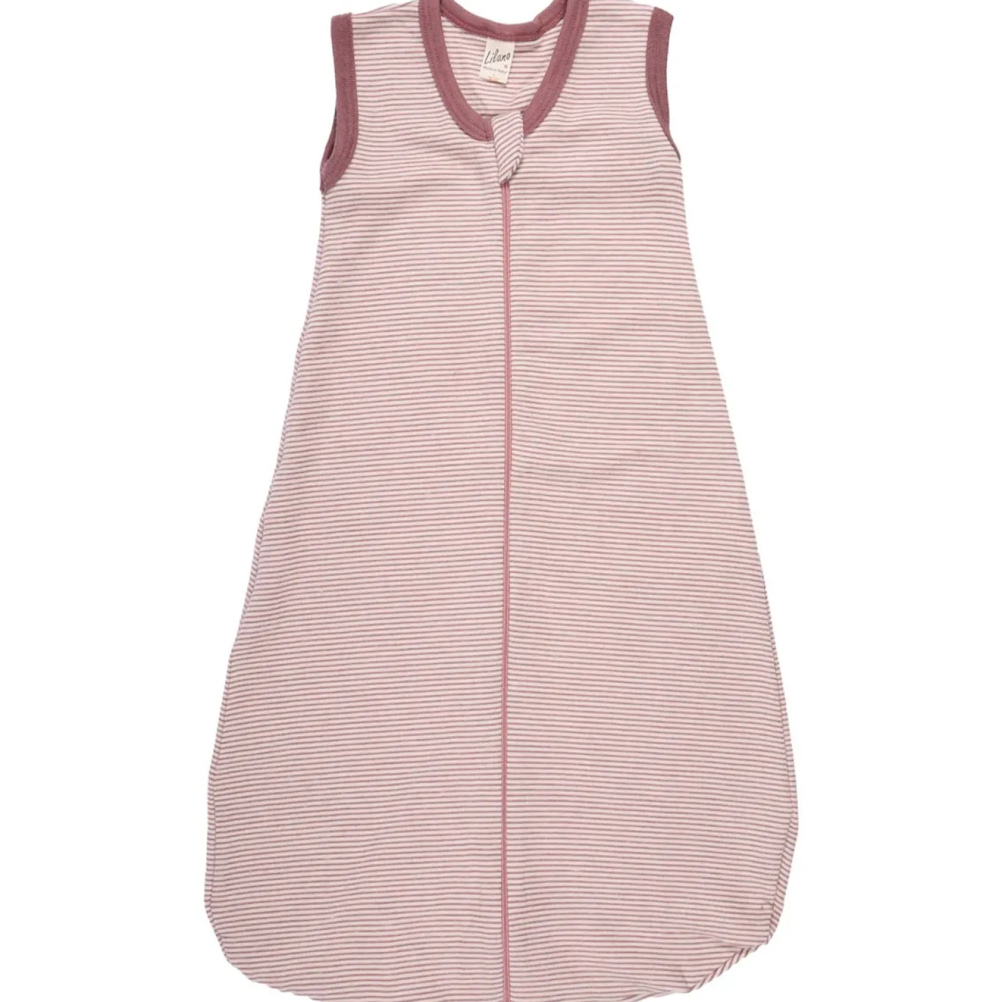 Ganzjahresschlafsack Wolle Seide mauve Ringel 70 cm