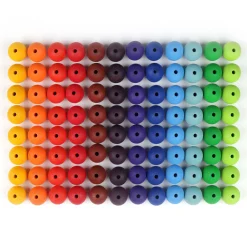 Große Holzperlen Regenbogen (96 Stück)