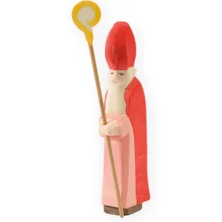 Holzfigur St. Nikolaus mit Stab
