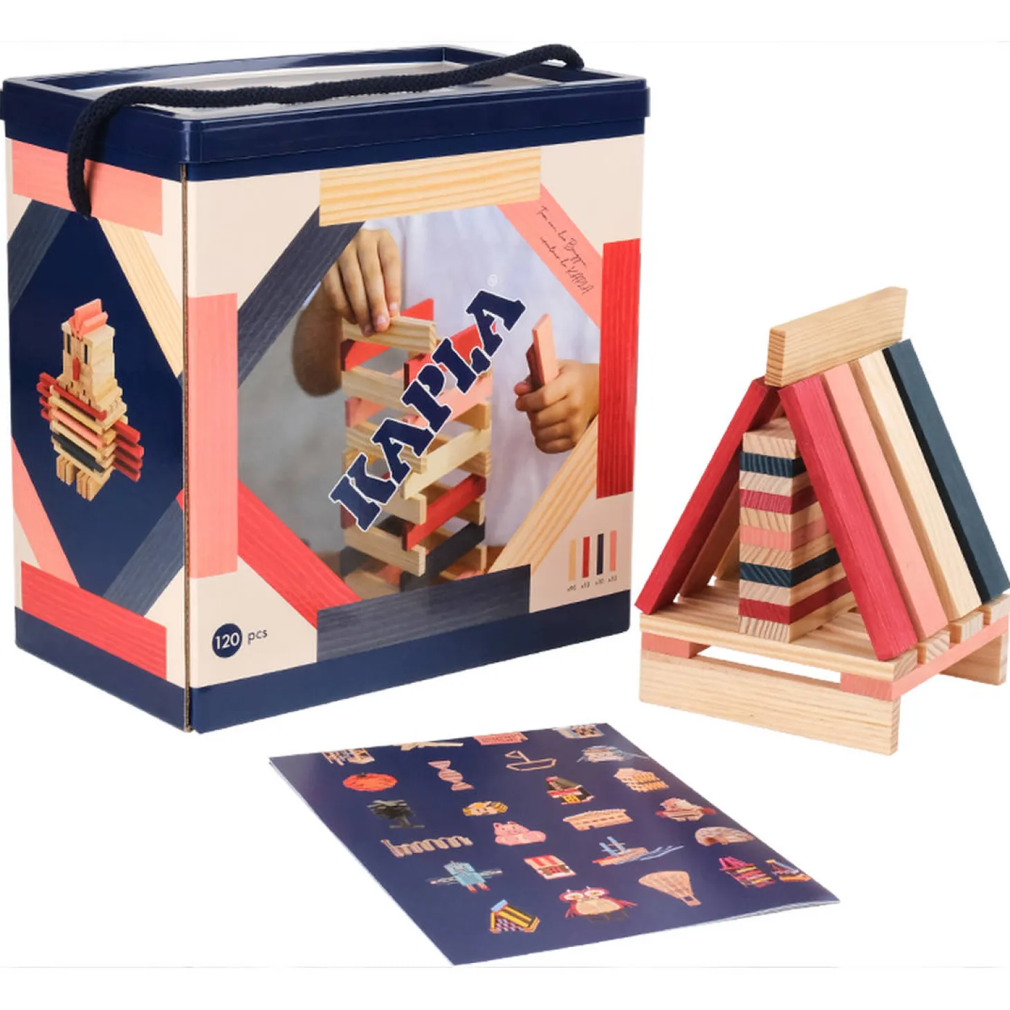 Holzplättchen 120er Box rot-rosa-dunkelblau