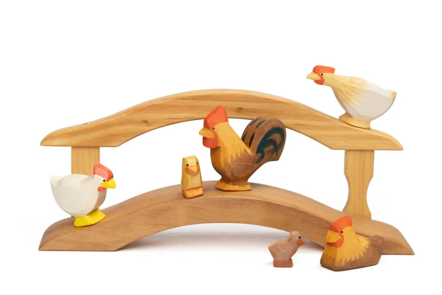 Holztier Huhn braun liegend