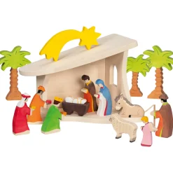 Holztiger Stall und Krippe