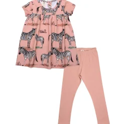 Kleid & Leggings Set Zebra lachsrosa 80