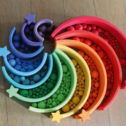 Kleine Holzperlen Regenbogen (120 Stück)