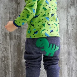 Krabbelhose "Dinosaurier" denim-blau 74