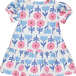 Kurzarm-Kleid creme "Stielblumen" 74