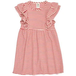 Kurzarmkleid mit Rüschen rot-weiß 98