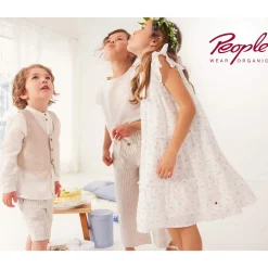 Kurzarm-Sommerkleid "Streublumen" weiß 116