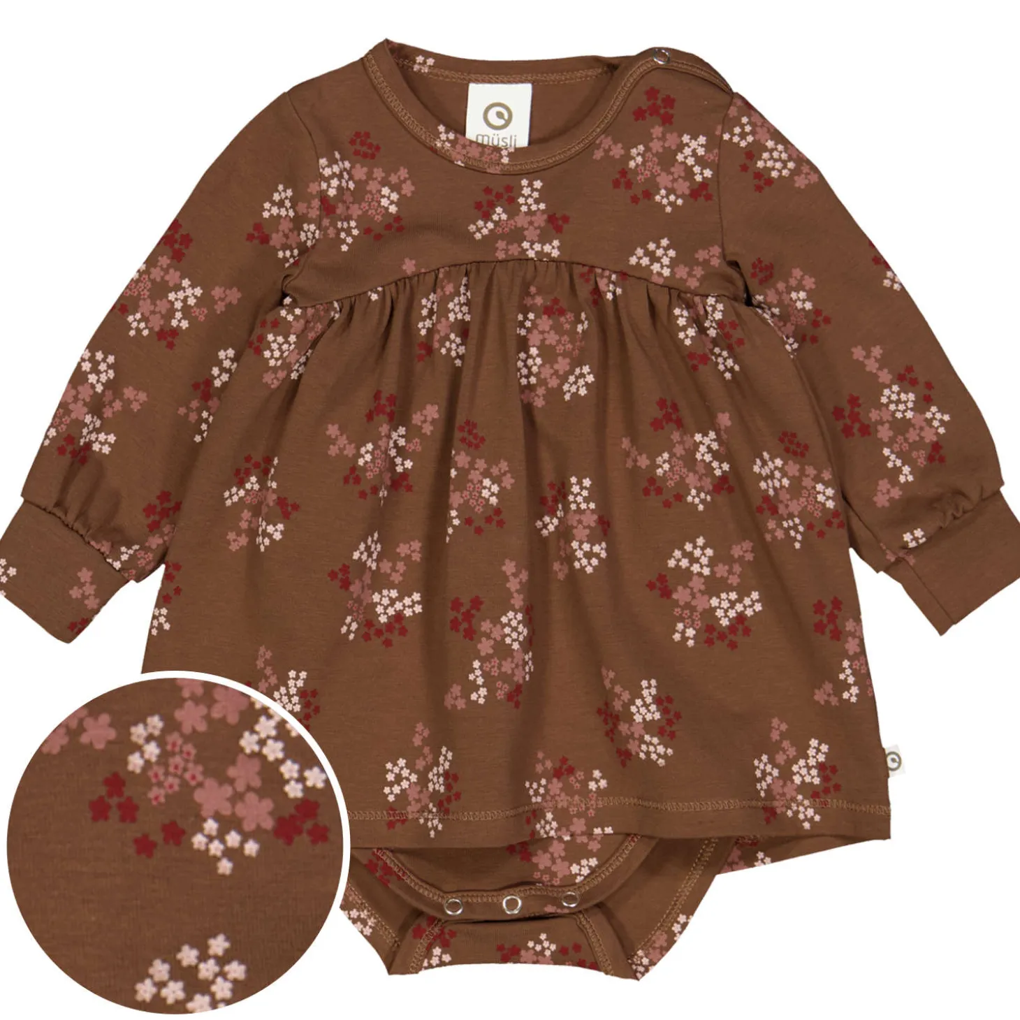 Langarm-Bodykleid "Floral" braun-rosa 62