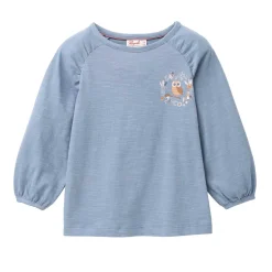 Langarmshirt "Eule" rauchblau 98/104
