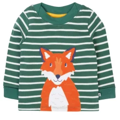 Langarmshirt "Fuchs" gestreift dunkelgrün  80