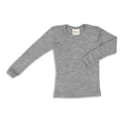 Langarmshirt Wolle Seide Kinder hellgrau 92