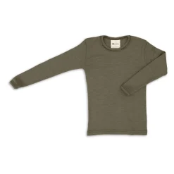 Langarmshirt Wolle Seide Kinder olive 92