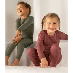 Langarmshirt Wolle Seide Kinder olive 92