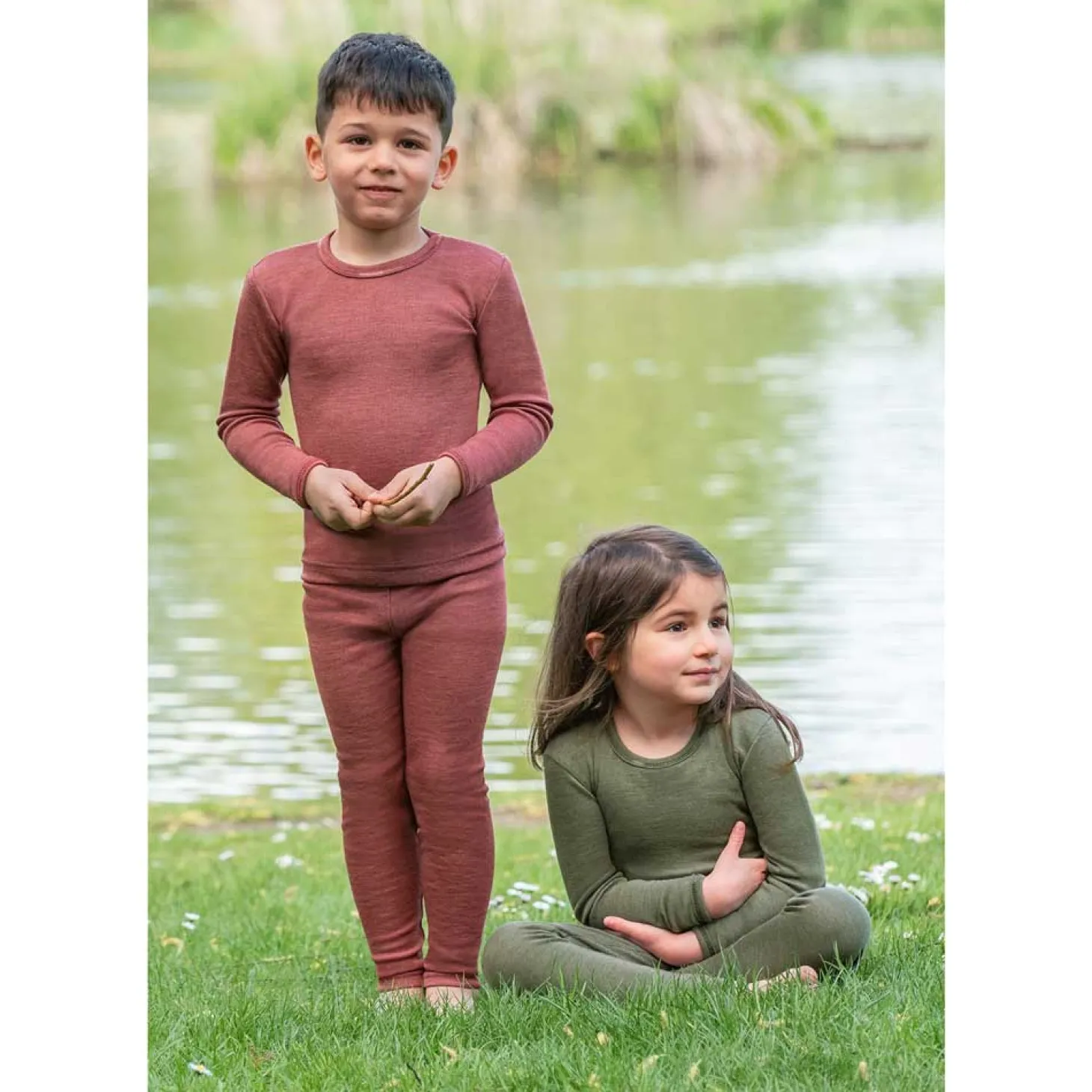 Langarmshirt Wolle Seide Kinder kupfer 92