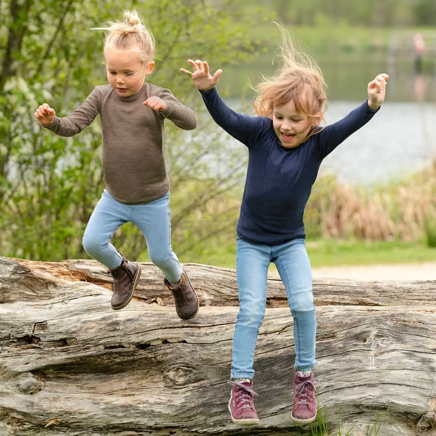 Langarmshirt Wolle Seide Kinder walnuss 92