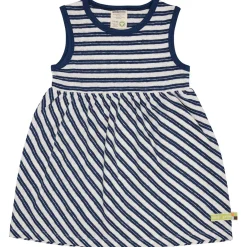Leinen-Kleid dunkelblau-weiß gestreift 110/116