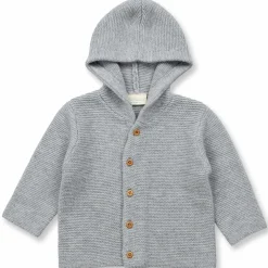 Merino Strickjacke hellgrau  86