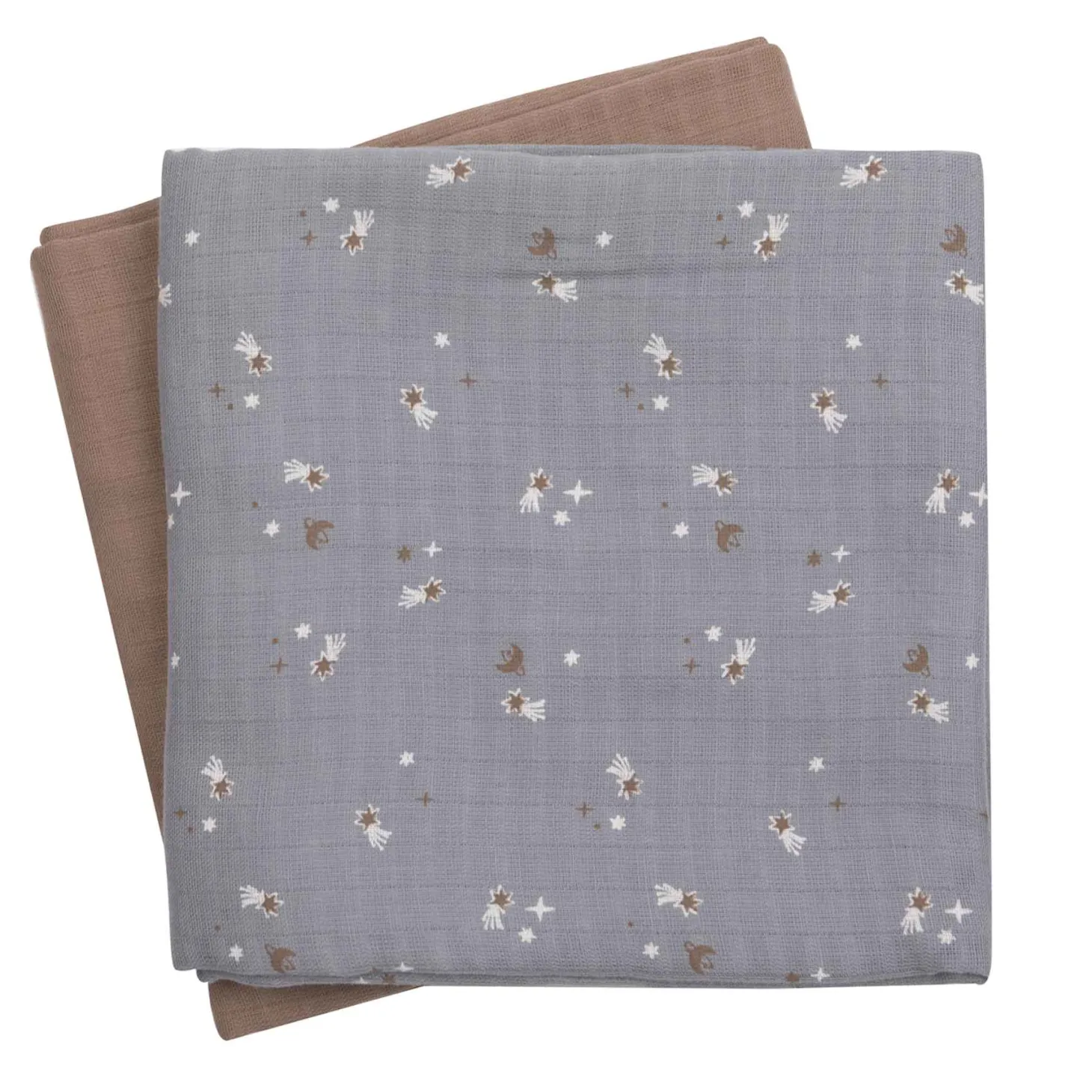 Mulltücher 2er-Pack „Flora“ jasmin blue-walnuss