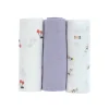 Mulltücher 3er Set 85x85 cm "Früchte" weiß-lila