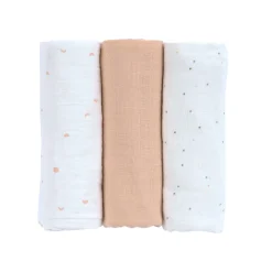 Mulltücher 3er Set 85x85 cm weiß-pfirsich