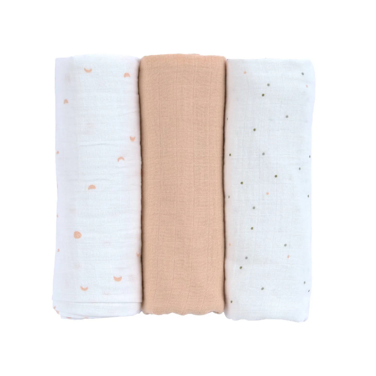 Mulltücher 3er Set 85x85 cm weiß-pfirsich