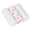 Mulltücher 3er Set 60x60 cm weiß-rosa
