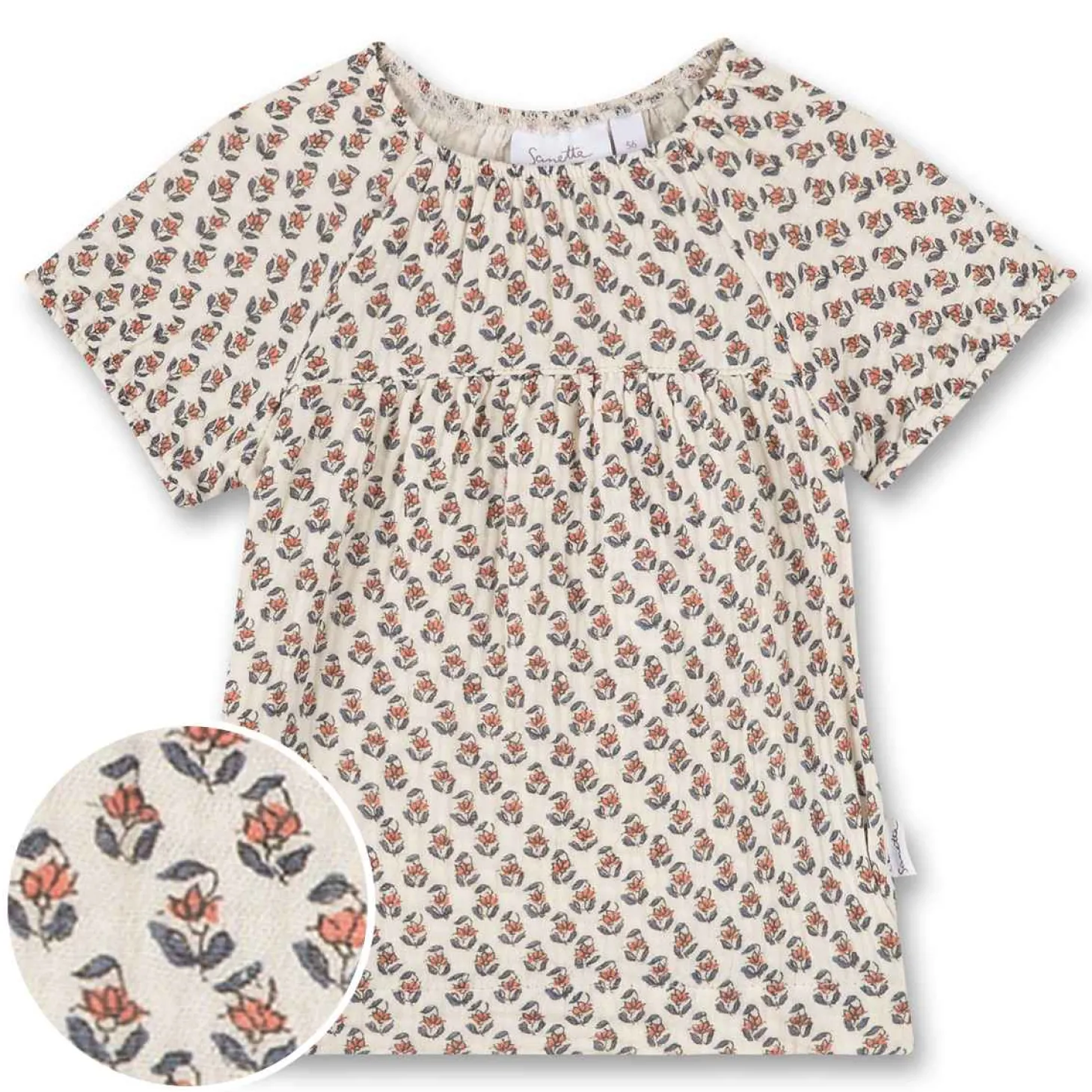 Musselin-Kleid Allover-Print creme 74