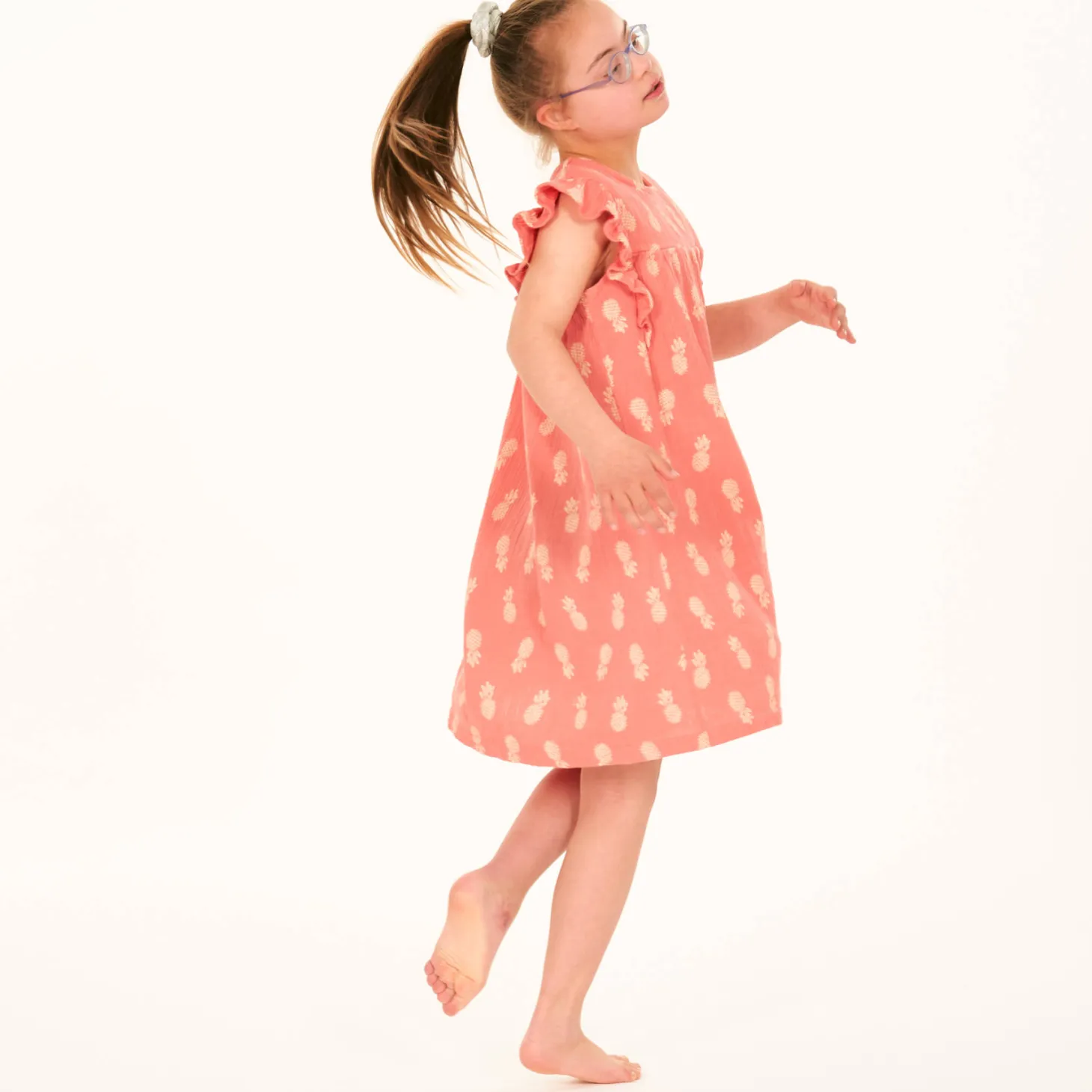 Musselin-Kleid mit Rüsche "Ananas" peach 92