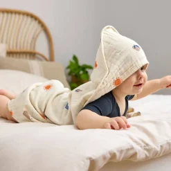 Musselin-Set Handtuch & Waschlappen natur