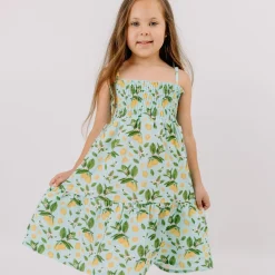 Musselin-Sommerkleid "Zitrone" türkis 116
