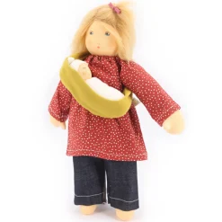 Puppenkleidung "Mama Outfit" rot-senf
