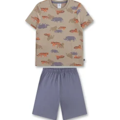 Schlafanzug kurz "Wilde Tiere" blau-beige 92