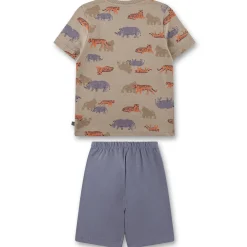 Schlafanzug kurz "Wilde Tiere" blau-beige 92