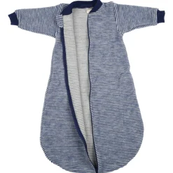 Schlafsack mit Arm Wollfrottee marine Ringel 50/56