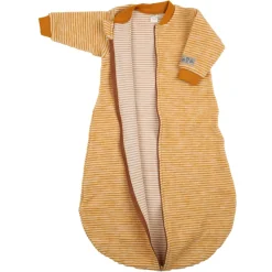 Schlafsack mit Arm Wollfrottee curry Ringel 98/104