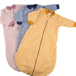 Schlafsack mit Arm Wollfrottee mauve Ringel 98/104